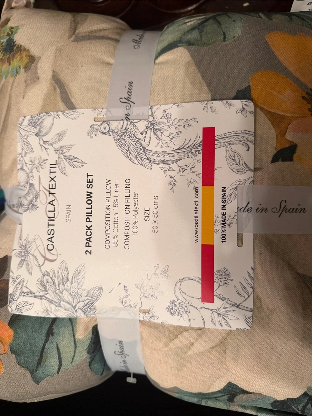 Castilla Textil Floral Accent Pillow Set - Yellow & Green - 2 Pack